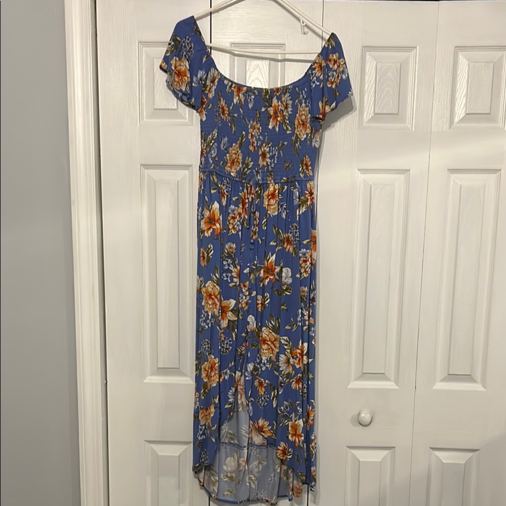 Xhilaration Orange and Yellow Smocked High Low Sundress